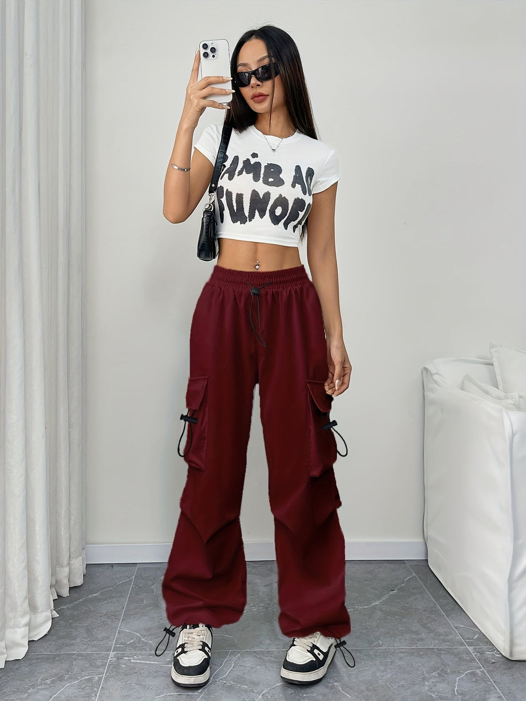Caroline | Women's Wide Leg Cargo Pocket Drawstring Pants Luvy Boutique