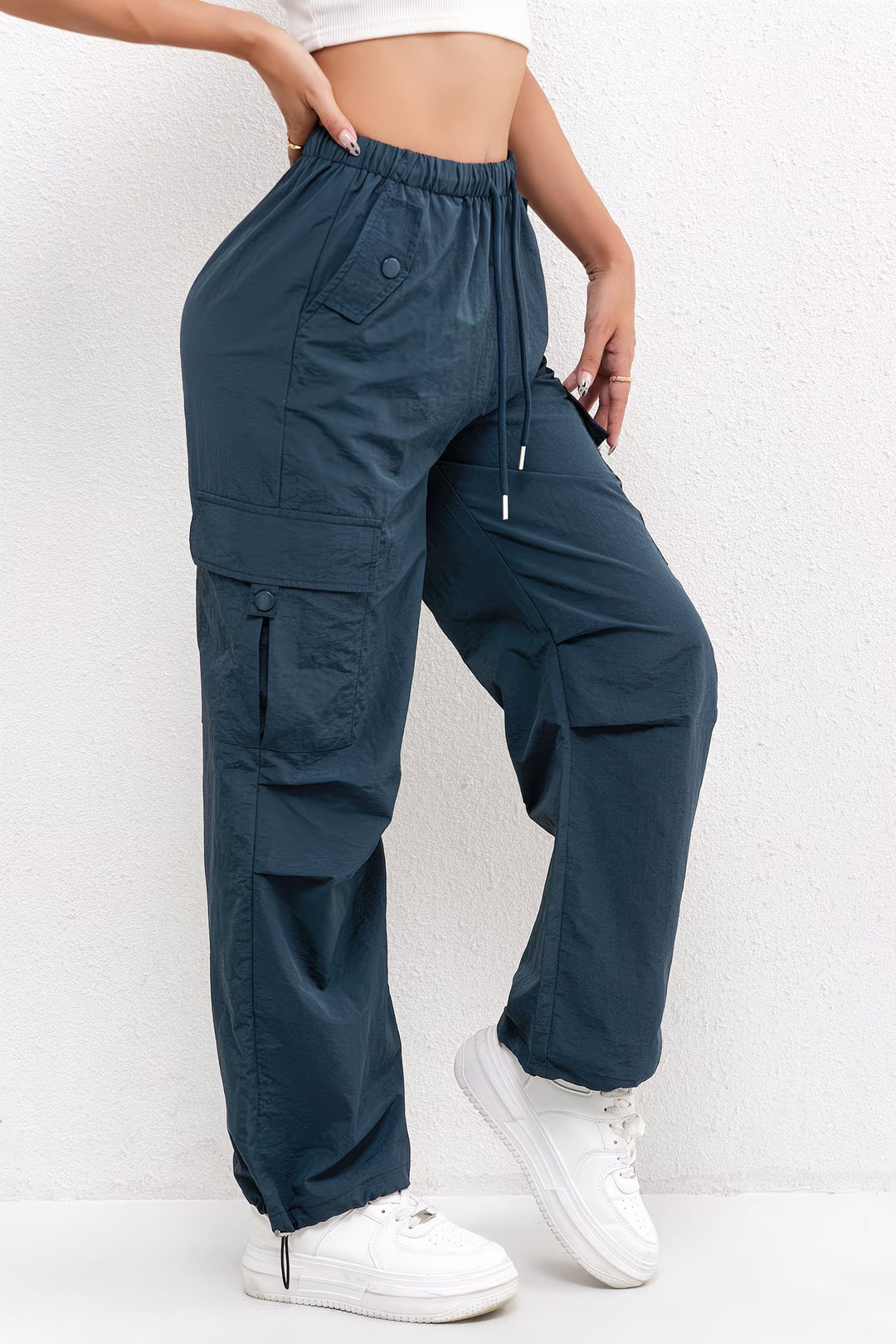 Ashley | Women's Cargo Pocket Drawstring Casual Pants Luvy Boutique