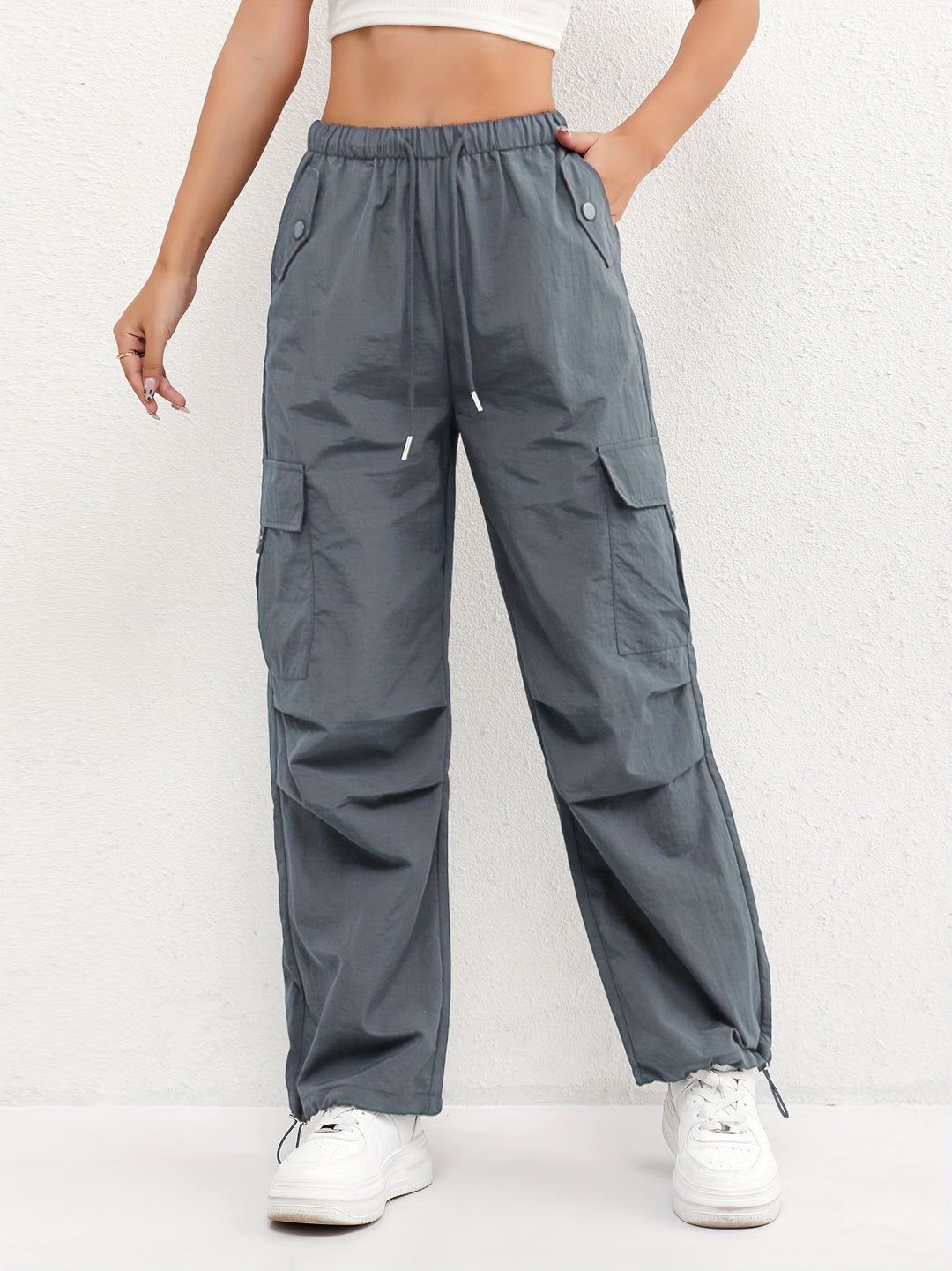 Ashley | Women's Cargo Pocket Drawstring Casual Pants Luvy Boutique