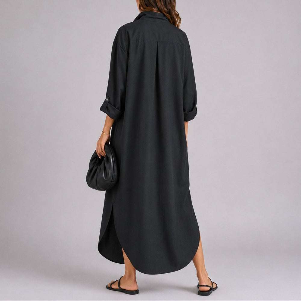 Women's Fall Wedding Guest Dresses Oversized Linen Shirt Maxi Dress