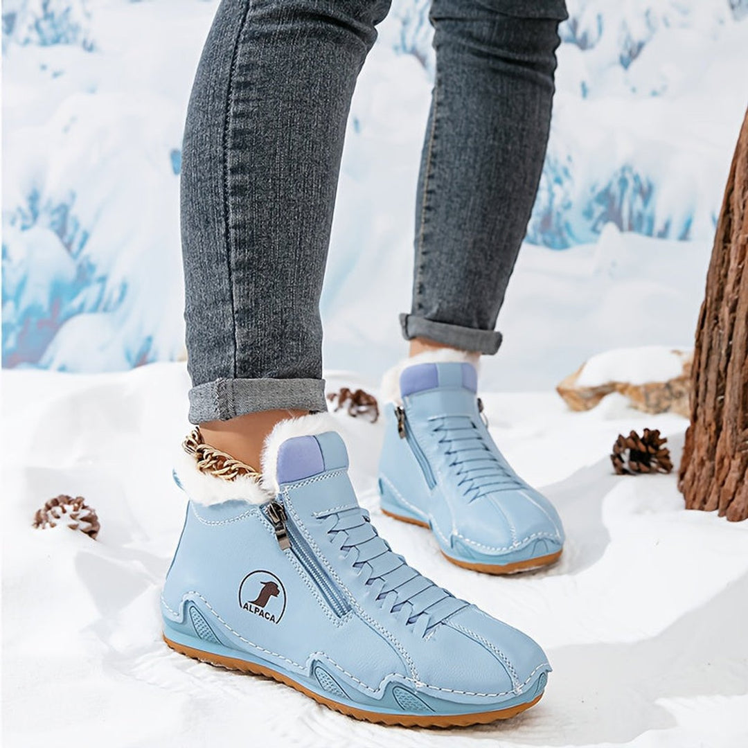 Women's Faux-Fur Lined Lace-Up Winter Ankle Boots Wide Toe Box