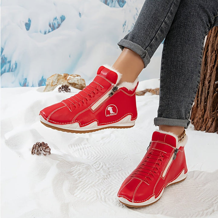 Women's Faux-Fur Lined Lace-Up Winter Ankle Boots Wide Toe Box
