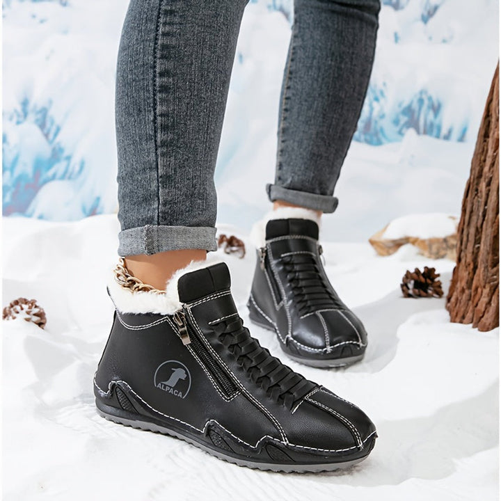 Women's Faux-Fur Lined Lace-Up Winter Ankle Boots Wide Toe Box