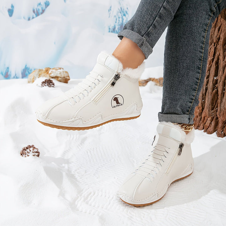 Women's Faux-Fur Lined Lace-Up Winter Ankle Boots Wide Toe Box