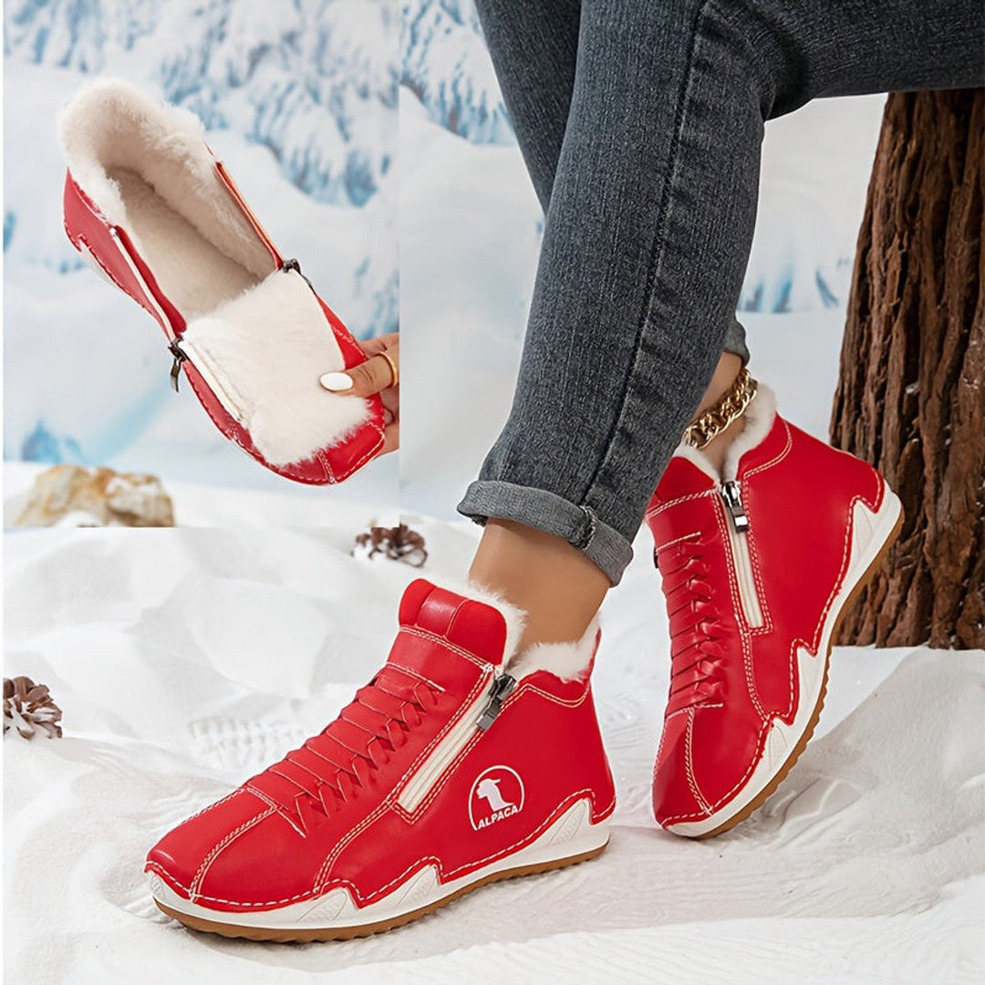 Women's Faux-Fur Lined Lace-Up Winter Ankle Boots Wide Toe Box