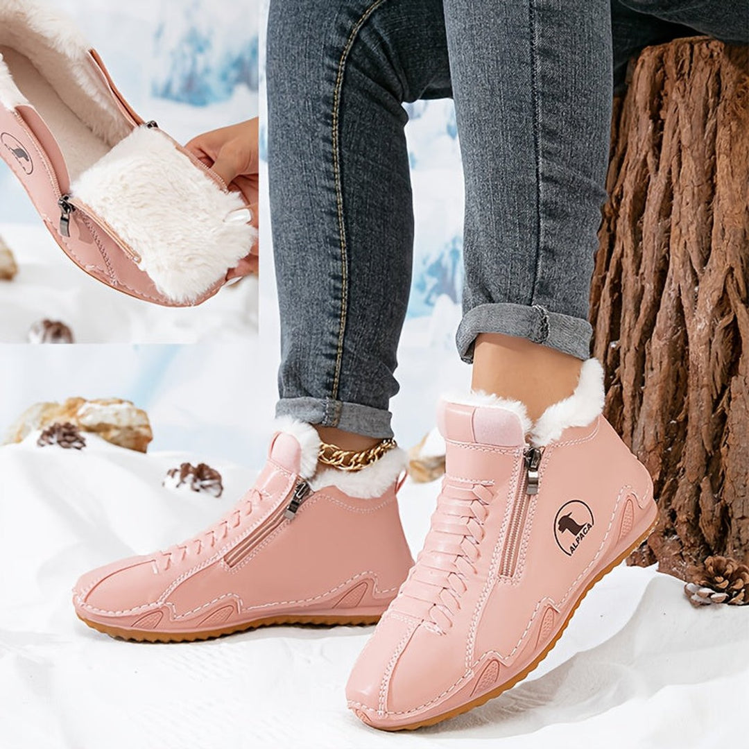 Women's Faux-Fur Lined Lace-Up Winter Ankle Boots Wide Toe Box