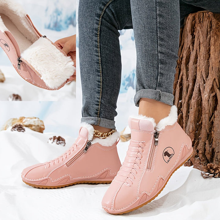 Women's Faux-Fur Lined Lace-Up Winter Ankle Boots Wide Toe Box