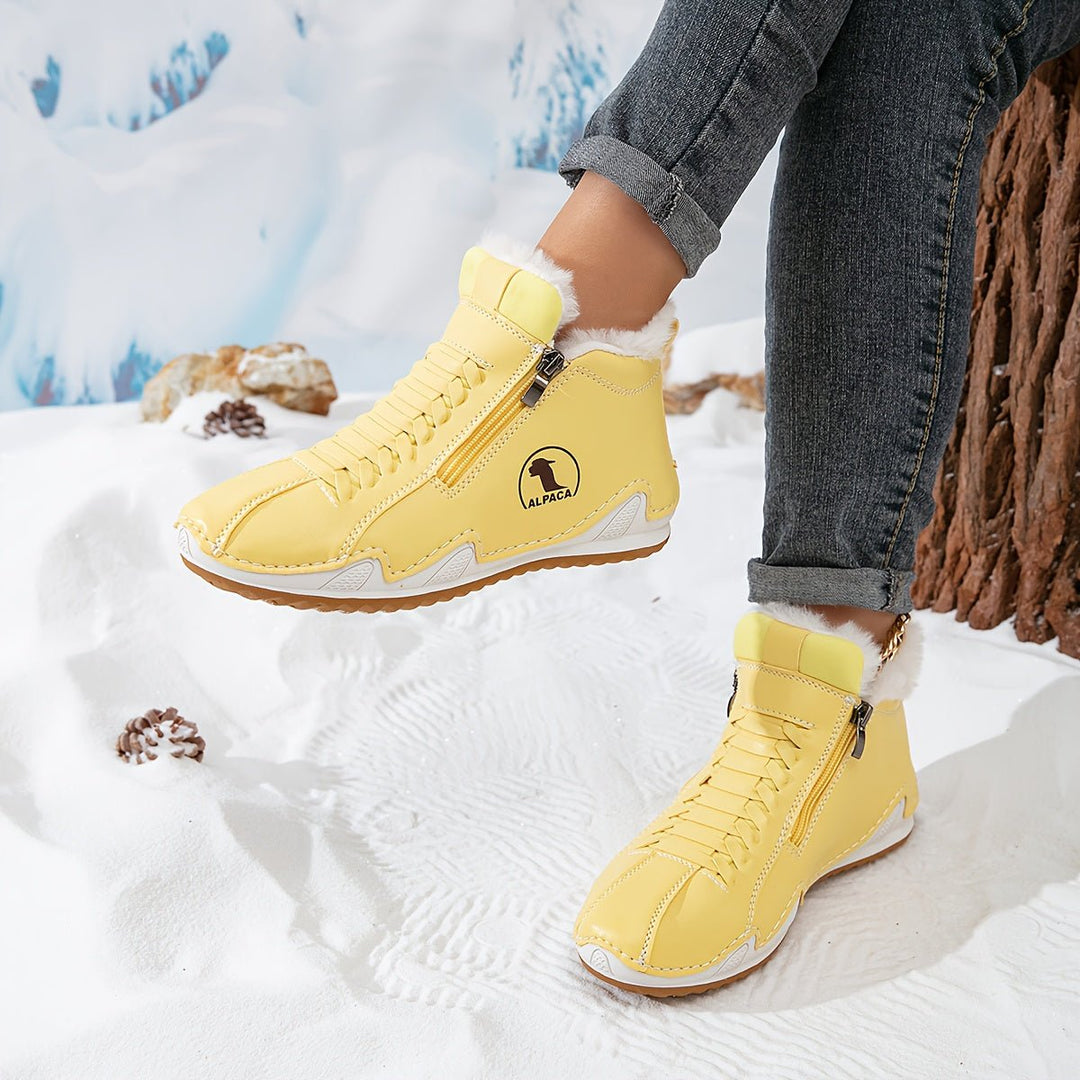 Women's Faux-Fur Lined Lace-Up Winter Ankle Boots Wide Toe Box