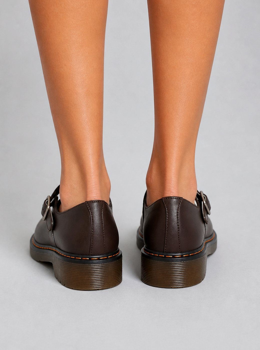 Women's Faux Leather Buckle-Strap Mary Jane Flat Boots