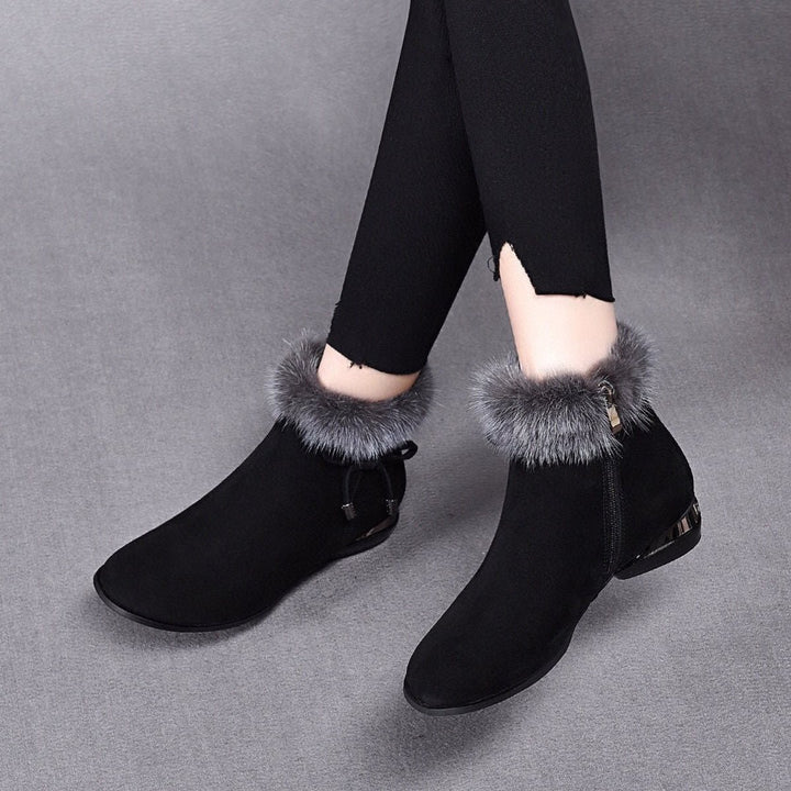 Women's Faux Suede Fur-Trim Flat Ankle Boots