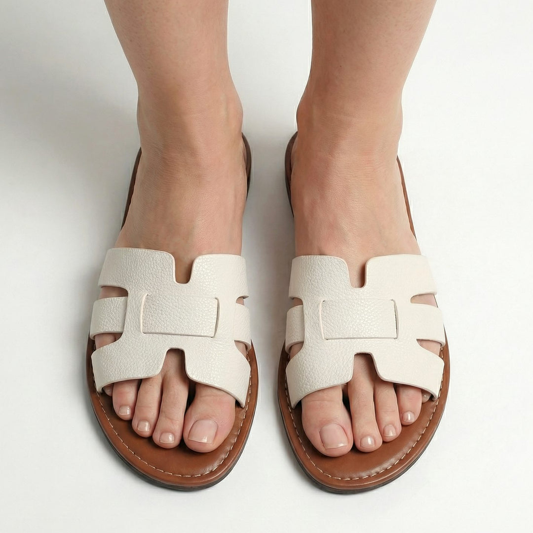 Women's Flat Slide Faux Leather Open-Toe Sandal Boots
