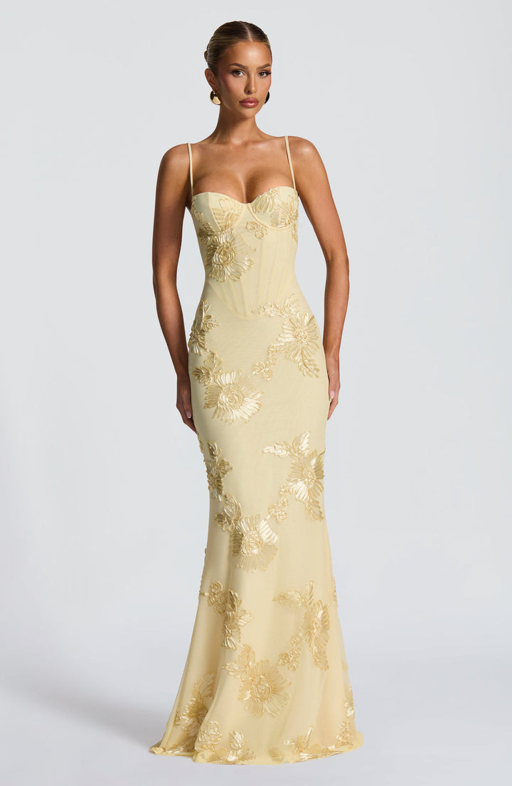 Jasmine | Women's Floral Embroidered Maxi Wedding Guest Dress Luvy Boutique