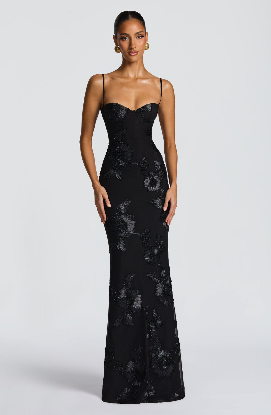 Jasmine | Women's Floral Embroidered Maxi Wedding Guest Dress Luvy Boutique