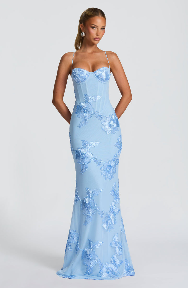 Jasmine | Women's Floral Embroidered Maxi Wedding Guest Dress Luvy Boutique