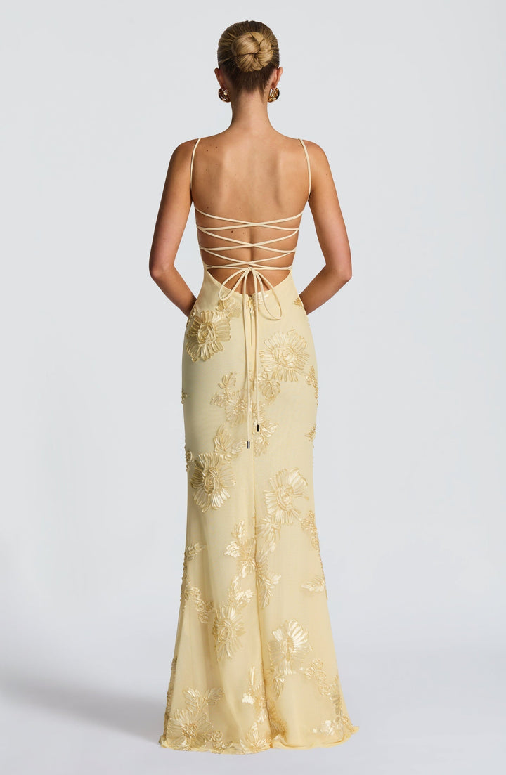 Jasmine | Women's Floral Embroidered Maxi Wedding Guest Dress Luvy Boutique