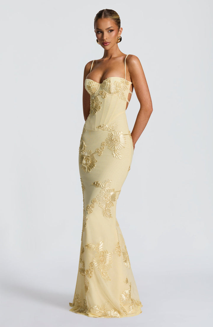Jasmine | Women's Floral Embroidered Maxi Wedding Guest Dress Luvy Boutique