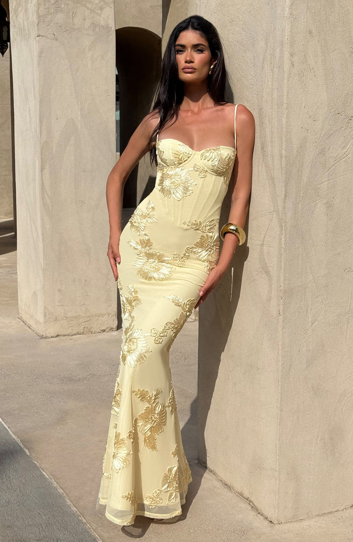 Jasmine | Women's Floral Embroidered Maxi Wedding Guest Dress Luvy Boutique