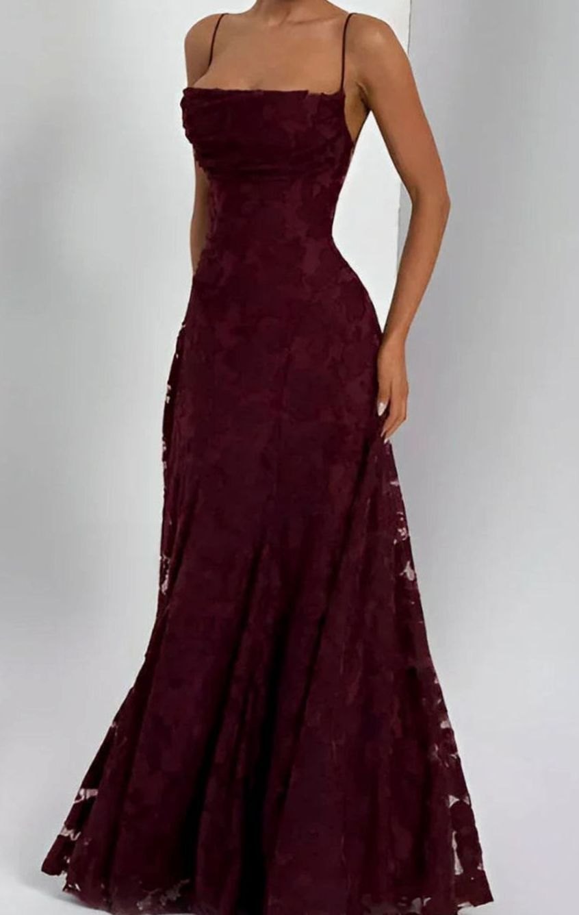 Women's Floral Spaghetti-Strap A-Line Pink Maxi Dress