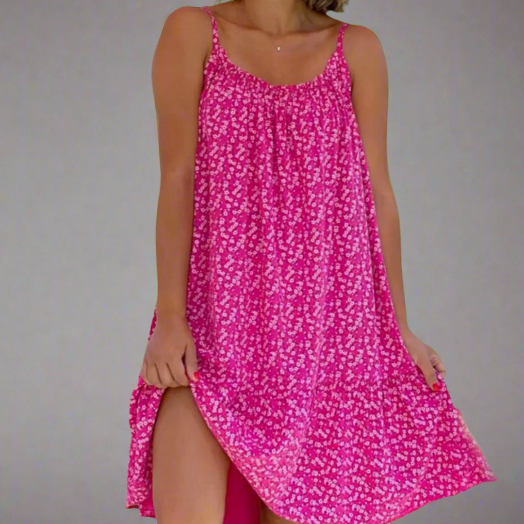 Women's Floral Spaghetti-Strap Swing Mini Dress - Magenta