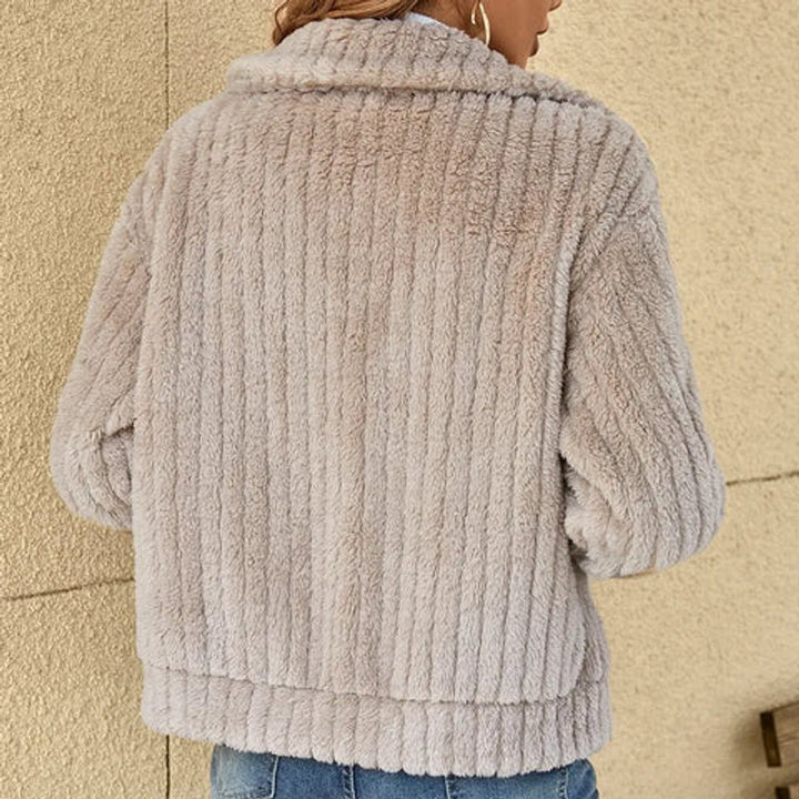 Women's Fluffy Zip-Up Quilted Jacket Oversized Fleece Coat
