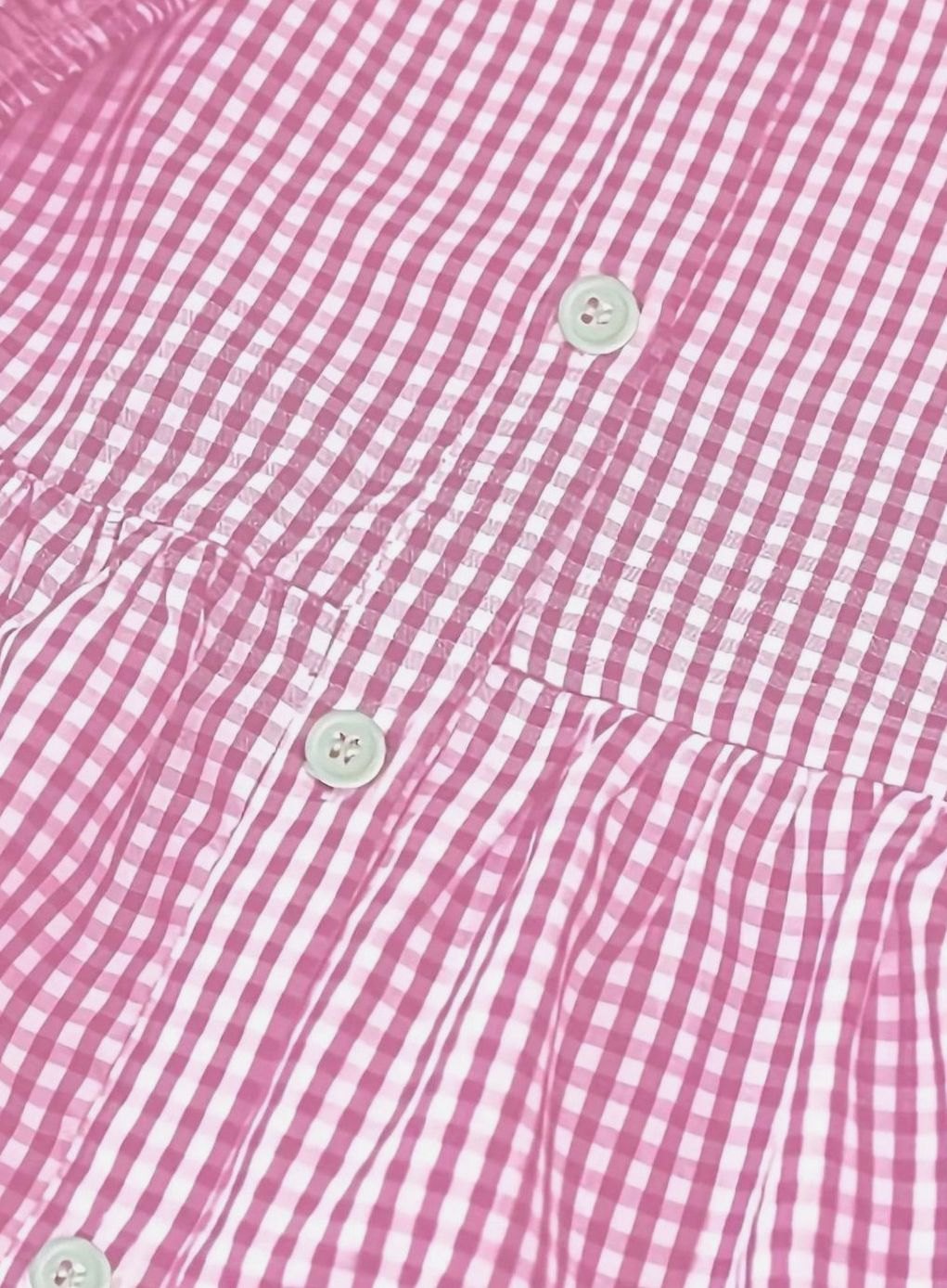 Women's Gingham Button-Front Ruffle Hem Mini Dress
