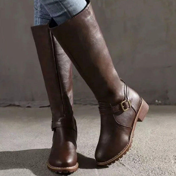 Women's Knee-High Orthopedic Buckle Leather Boots
