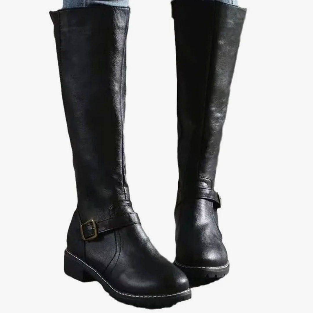 Women's Knee-High Orthopedic Buckle Leather Boots