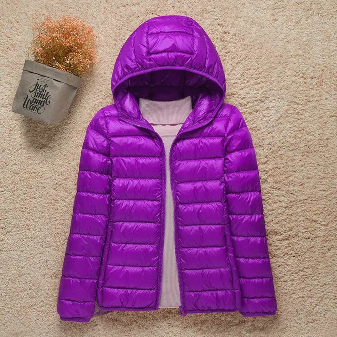 Women's Lightweight Hooded Quilted Jacket Puffer Coat - Lilac