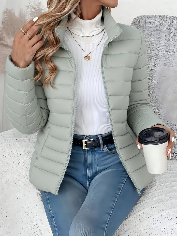 Women's Lightweight Quilted Zip-Up Puffer Coat Stand Collar