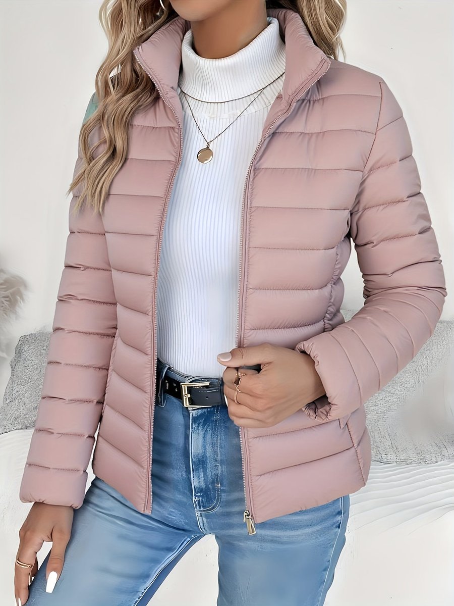 Women's Lightweight Quilted Zip-Up Puffer Coat Stand Collar