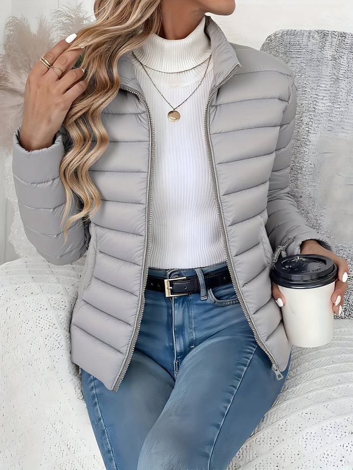 Women's Lightweight Quilted Zip-Up Puffer Coat Stand Collar