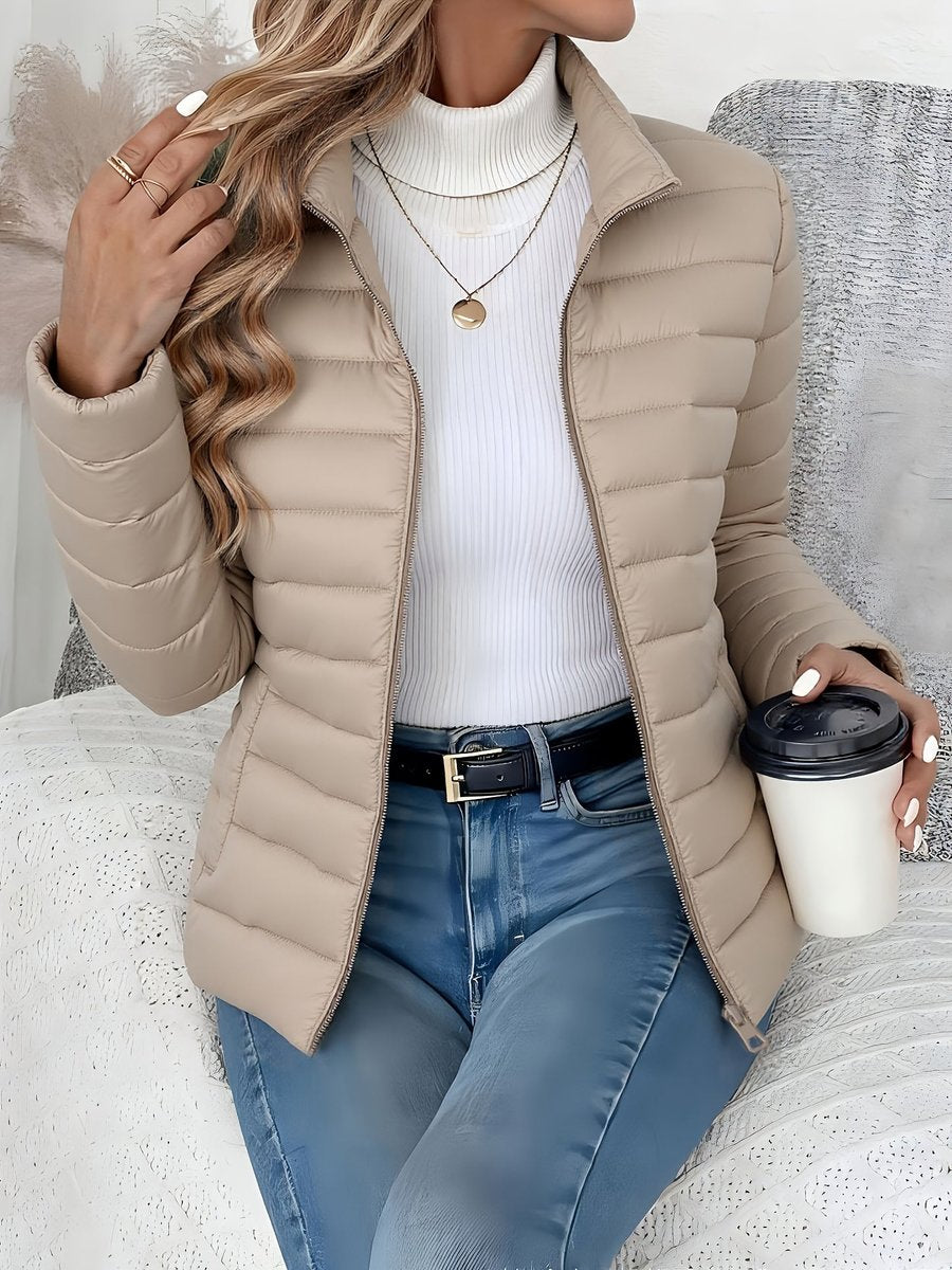 Women's Lightweight Quilted Zip-Up Puffer Coat Stand Collar