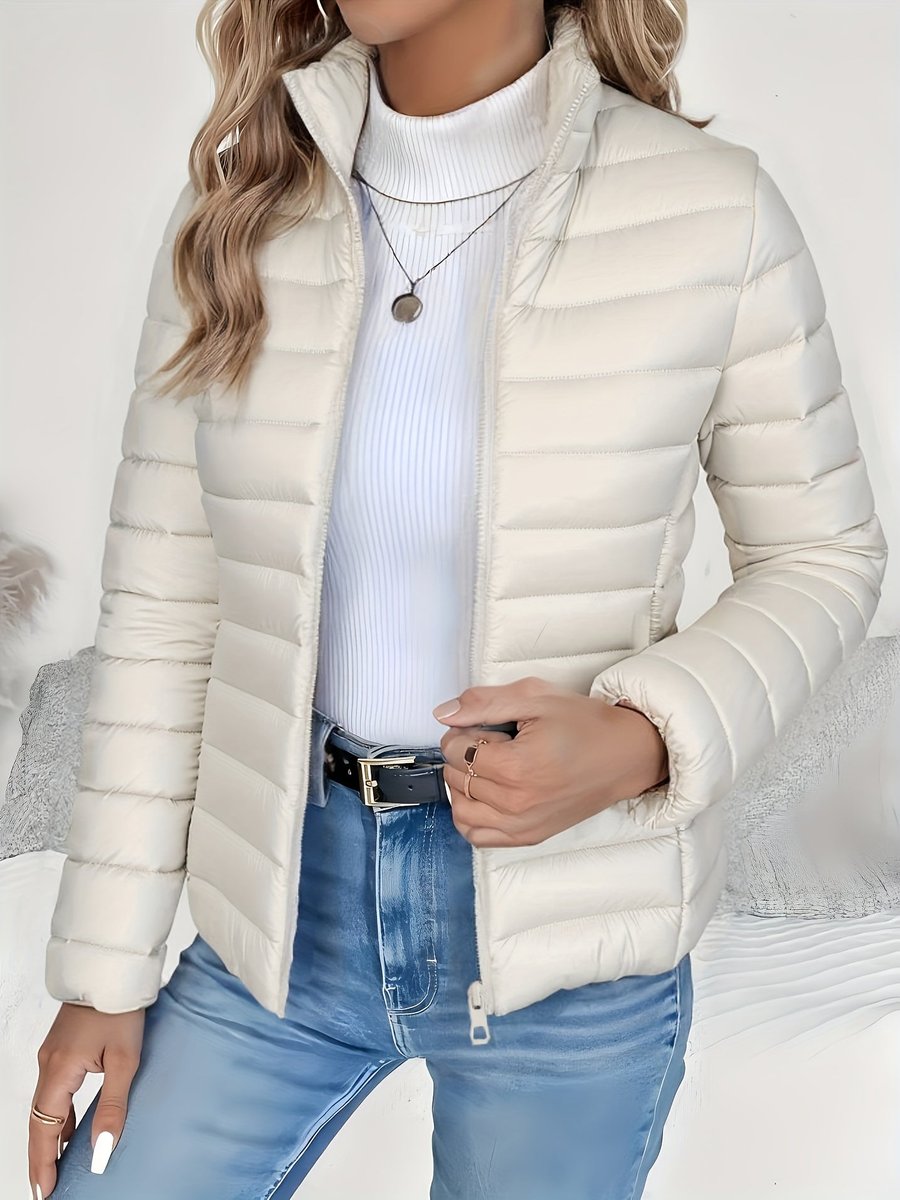 Women's Lightweight Quilted Zip-Up Puffer Coat Stand Collar