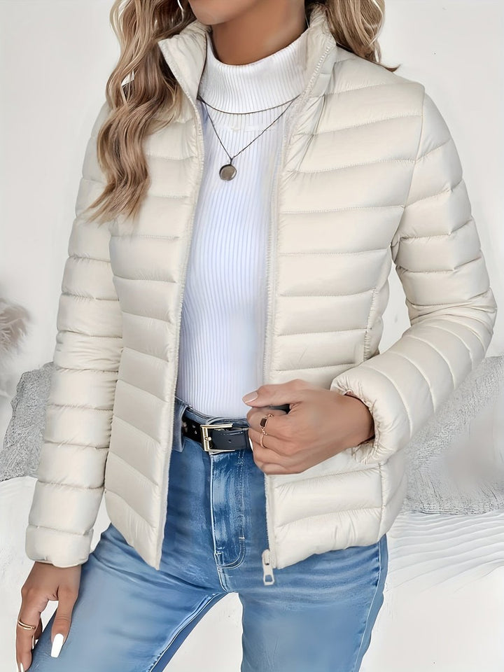 Women's Lightweight Quilted Zip-Up Puffer Coat Stand Collar