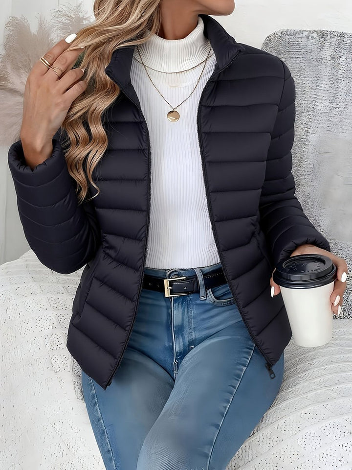 Women's Lightweight Quilted Zip-Up Puffer Coat Stand Collar