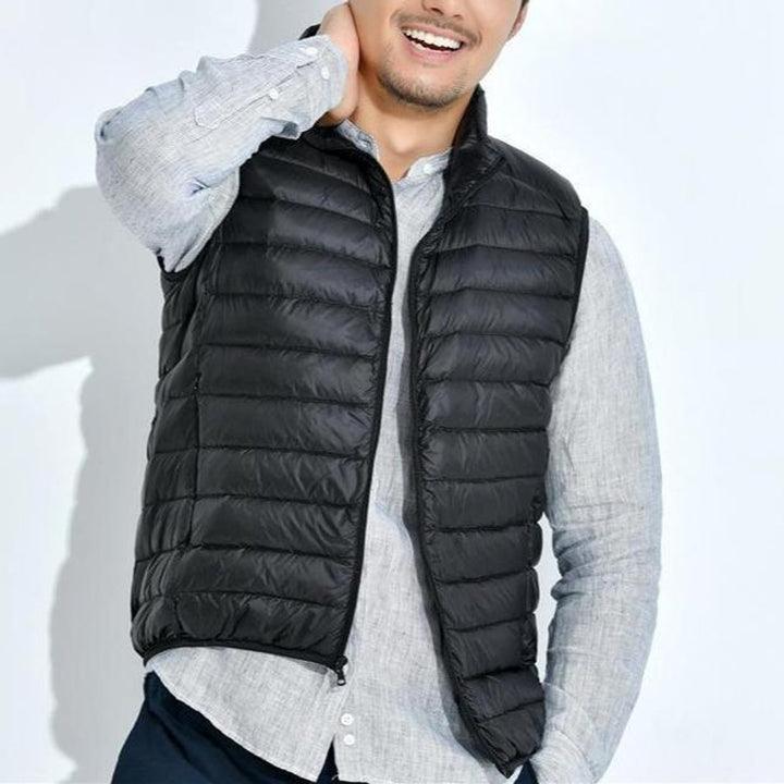 Women's Lightweight Quilted Zip-Up Puffer Vest Sleeveless Jacket - Black
