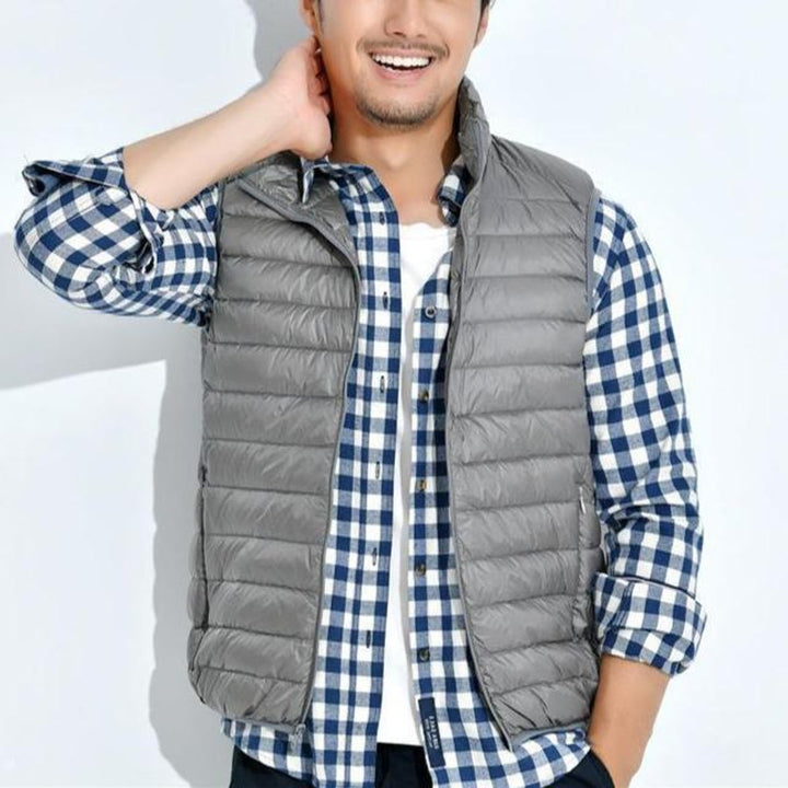 Women's Lightweight Quilted Zip-Up Puffer Vest Sleeveless Jacket - Grey