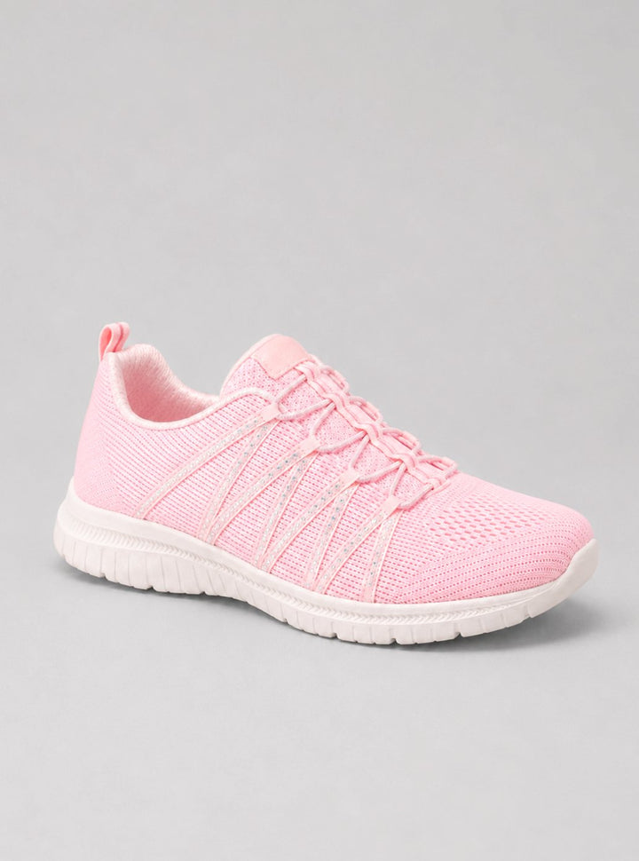 Women's Lightweight Slip-On Knit Sneakers Sparkle Walking Boots - Pink
