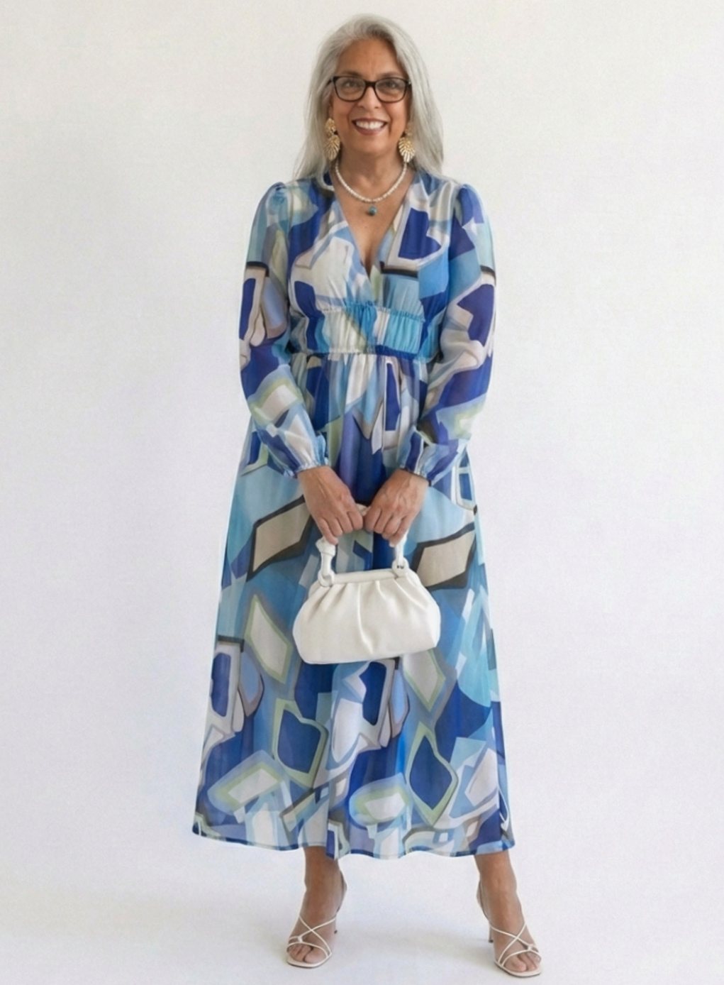 Women's Long Sleeve Floral Maxi Spring Dress Tiered Chiffon