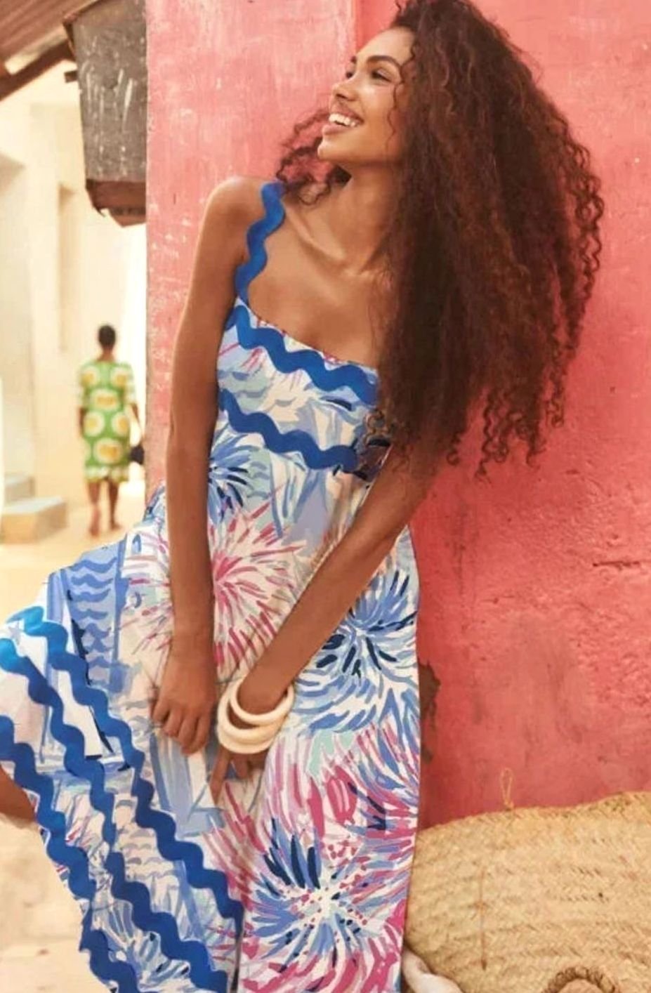 Women's Long Sleeveless Maxi Sundress Scalloped Wavy Hem