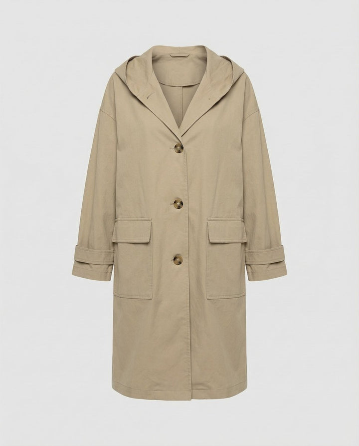Women's Longline Hooded Waterproof Windproof Trench Coat