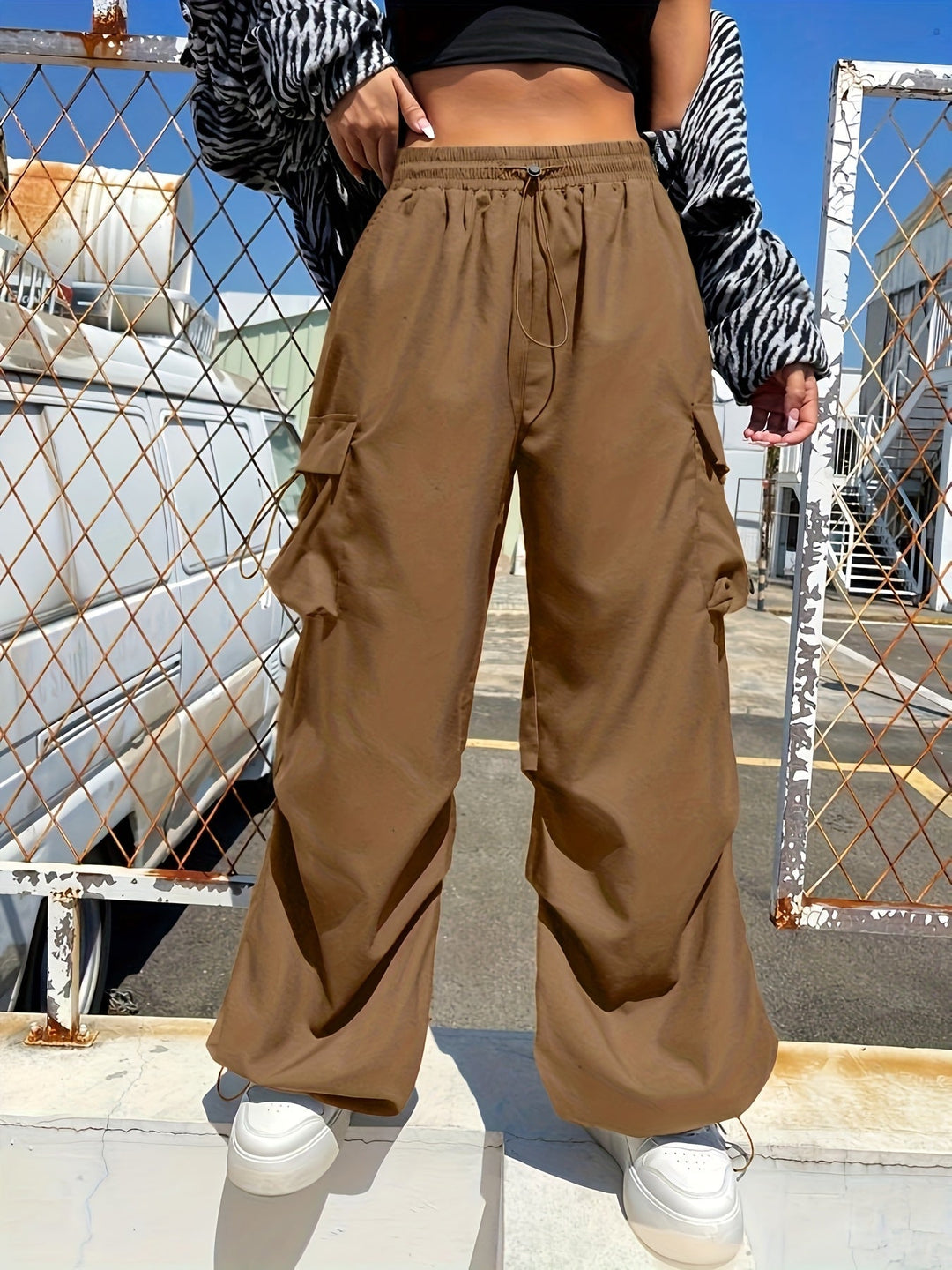 Brooklyn | Women's Wide Leg Cargo Pocket Casual Pants Luvy Boutique
