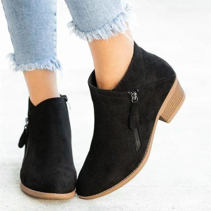 Women's Low-Heel Suede Side-Zip Ankle Boots