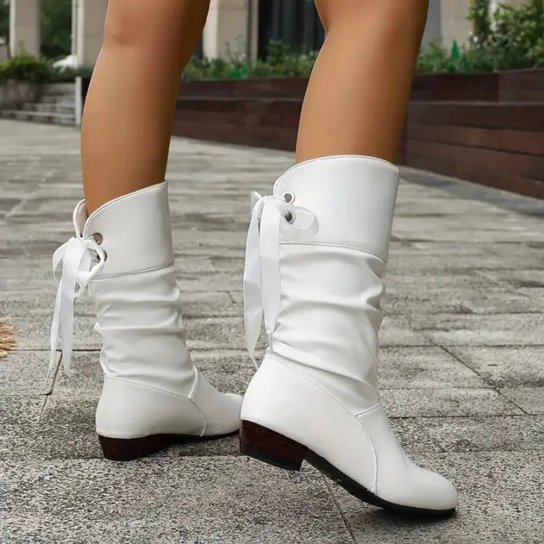 Women's Mid-Calf Lace-Up Block Heel Ankle Boots
