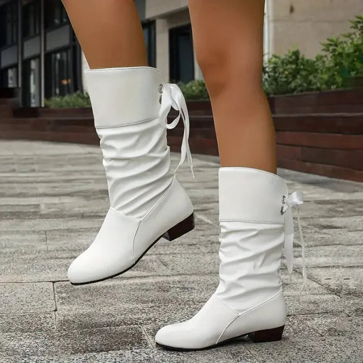 Women's Mid-Calf Lace-Up Block Heel Ankle Boots