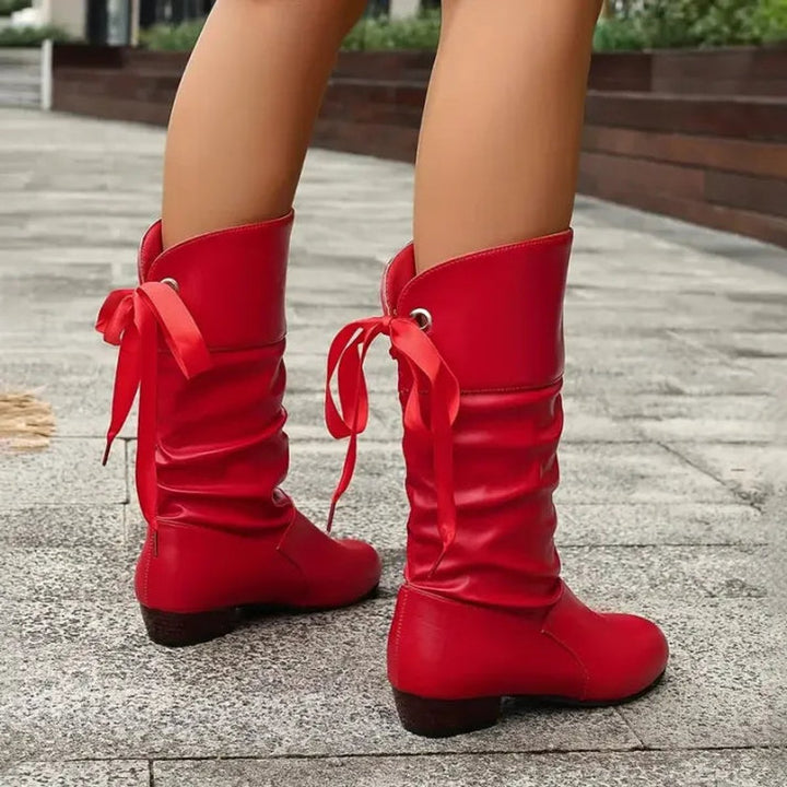 Women's Mid-Calf Lace-Up Block Heel Ankle Boots