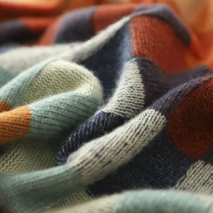 Women's Multicolour Checked Mock-Neck Pullover Sweater
