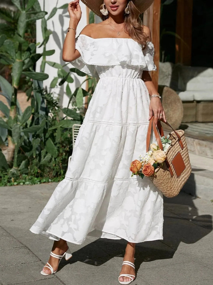 Jacklyn | Women's Off Shoulder Tiered Maxi Wedding Guest Dress Luvy Boutique