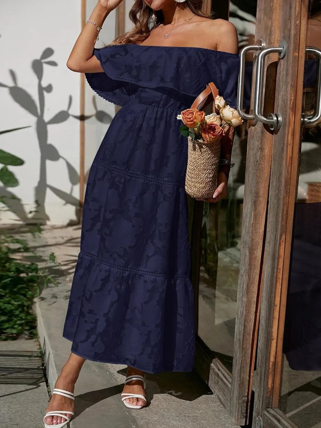 Jacklyn | Women's Off Shoulder Tiered Maxi Wedding Guest Dress Luvy Boutique