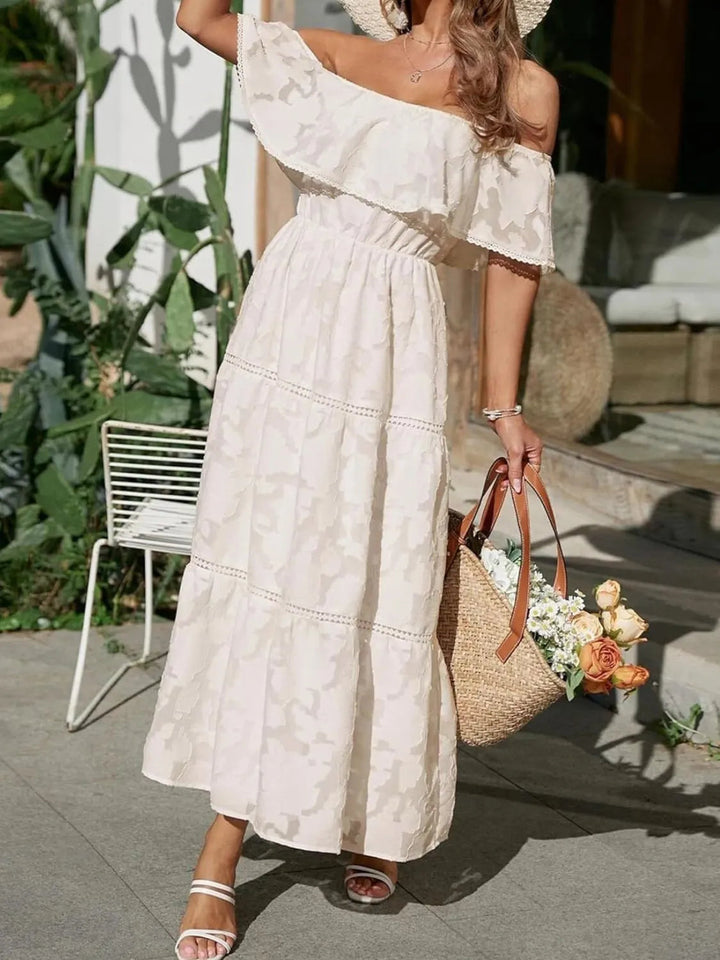 Jacklyn | Women's Off Shoulder Tiered Maxi Wedding Guest Dress Luvy Boutique